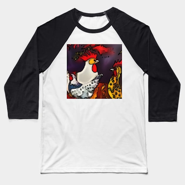 rooster gang Baseball T-Shirt by Pipsilk